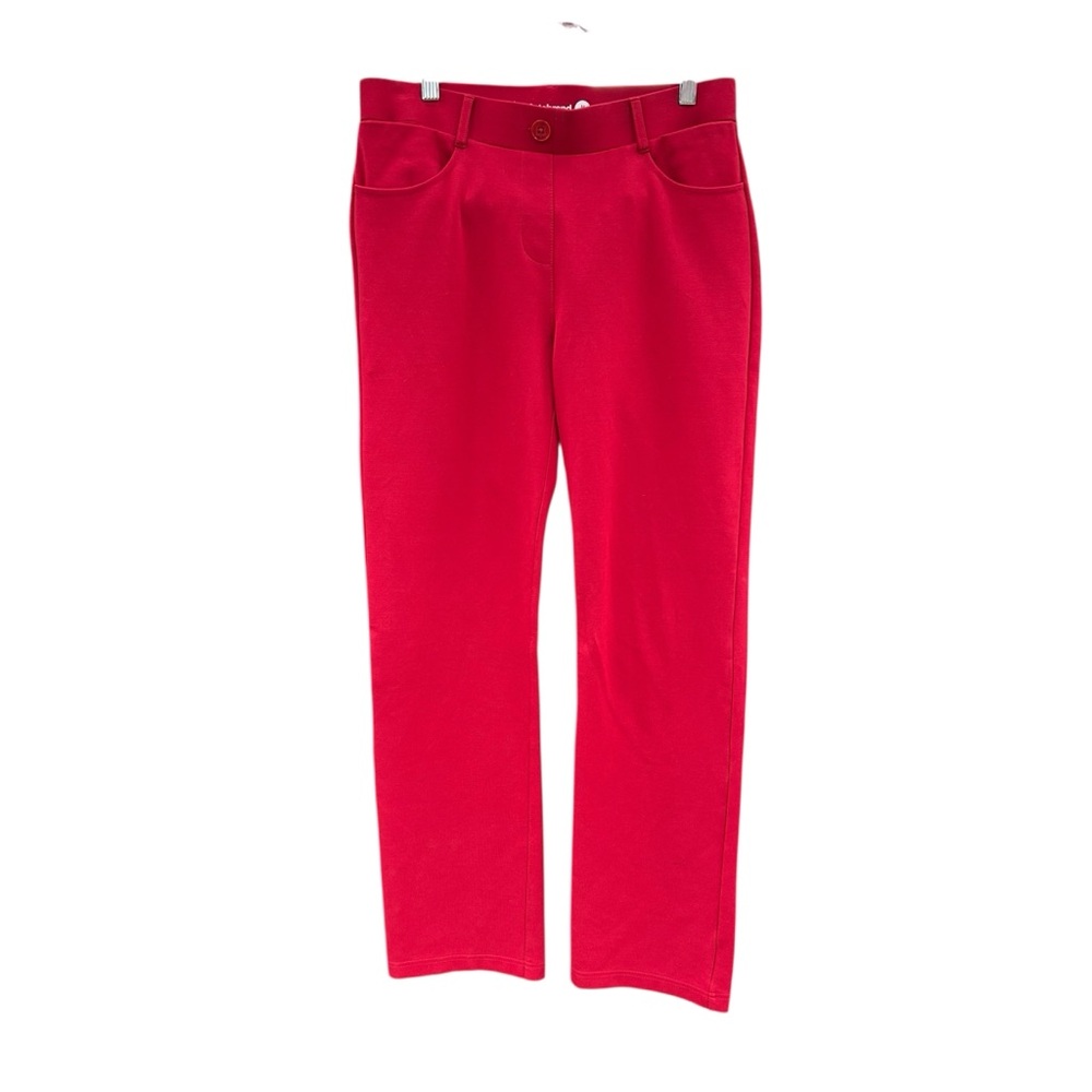 BETABRAND Petite Straight-Leg 7-Pocket Dress Pant Yoga Pants Red Size Med Petite